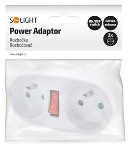 SOLIGHT Zásuvka rozbočovací 2 x 10A, bílá, vypínač