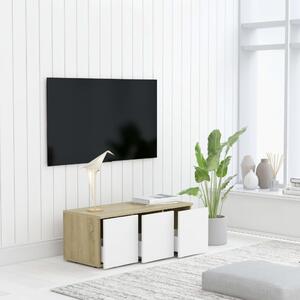 TV stolek Argem - bílý a dub sonoma | 80x34x30 cm