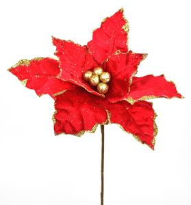 Vánoční květina Ponsettie třpytivá, 25 x 30 cm, červená