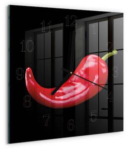 Skleněné hodiny na stěnu Chilli papričky zskc-30x30-00180418