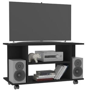 TV stolek Pitted s kolečky - černý | 80x40x40 cm