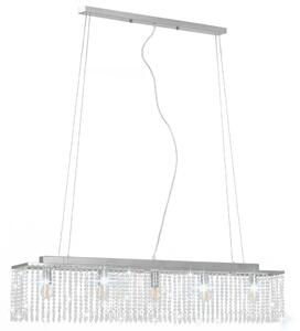 Stropní lampa s křišťálovými korálky stříbrná 104 cm E14