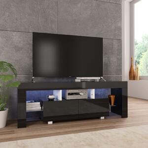 TV stolek Sunrays s LED - černý s vysokým leskem | 130x35x45 cm