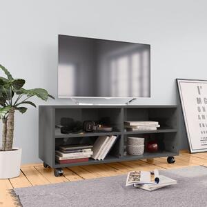 TV stolek Twinin s kolečky - šedý vysoký lesk | 90x35x35 cm