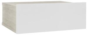 Nástěnný noční stolek Miracle - bílý a dub sonoma | 40x30x15 cm