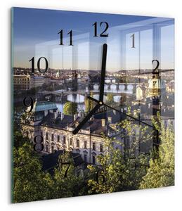 Skleněné hodiny na stěnu Praha zskc-30x30-00177875