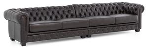 Šestimístná pohovka z pravé kůže Chesterfield