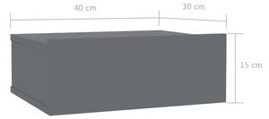 Nástěnný noční stolek Miracle - šedý vysoký lesk | 40x30x15 cm