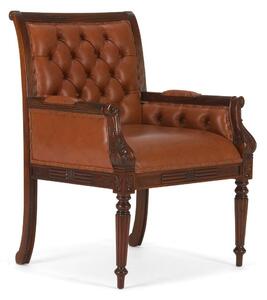 Křeslo z mahagonu Chesterfield pravá kůže