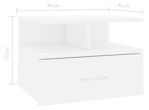 Nástěnný noční stolek Stella - bílý vysoký lesk | 40x31x27 cm