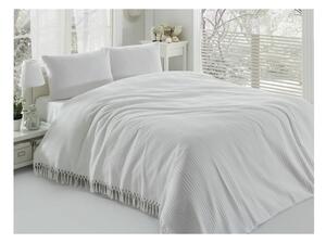 Bílý bavlněný lehký přehoz přes postel na dvoulůžko Pique, 220 x 240 cm