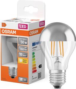 LED Žárovka se zrcadlovým vrchlíkem FILAMENT E27/6,5W/230V 2700K stříbrná- Osram