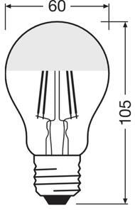 LED Žárovka se zrcadlovým vrchlíkem FILAMENT E27/6,5W/230V 2700K stříbrná- Osram