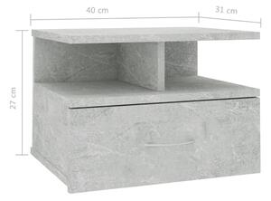 Nástěnný noční stolek Stella - betonově šedý | 40x31x27 cm