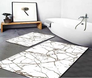 Sada 2 bílo-hnědých koupelnových předložek Minimalist Home World Marble