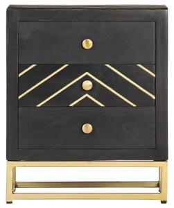 Noční stolek Mikepery - černozlatý | 40x30x50 cm