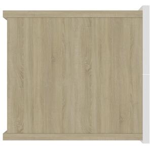 Noční stolky - dřevotříska - 2 ks - bílé a dub sonoma | 40x30x30 cm