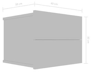 Noční stolek Noone - šedý s vysokým leskem | 40x30x30 cm