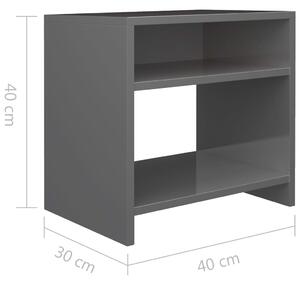 Noční stolek - šedý s vysokým leskem | 40x30x40 cm