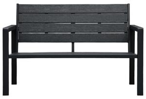 Zahradní lavice 120 cm HDPE černá dřevěný vzhled