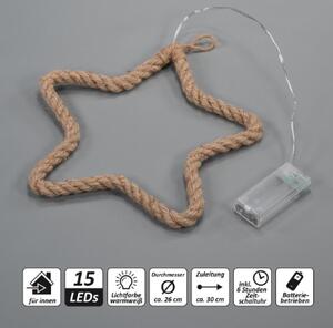 Vánoční dekorace hvězda, 15 LED, teplá bílá