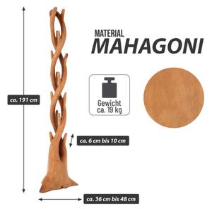 DIVERO věšák na kabáty z masivního mahagonu, 190 cm
