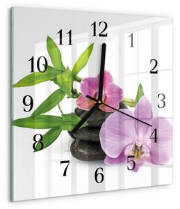 Skleněné hodiny na stěnu Orchidej zskc-30x30-00178236