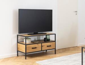 Černý TV stolek v dekoru dubu 90x50 cm Seaford - Actona