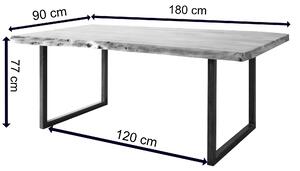 Jídelní stůl GURU akácie stone, 180x90 cm