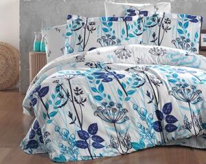 Brotex Povlečení Satén Garden Blue 200x200/2x70x90 cm