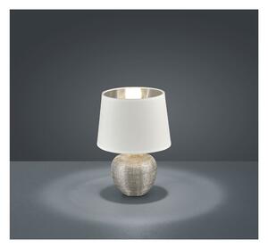 Bílá stolní lampa z keramiky a tkaniny Trio Luxor, výška 26 cm