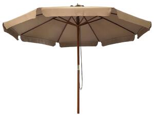 Zahradní slunečník s dřevěnou tyčí 330 cm barva taupe