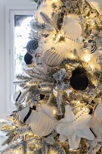 Sada 4ks bílá & černá vánoční skleněná ozdoba - Ø 8*8 cm