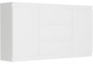 Komoda Framire bílá laminovaná deska 3 zásuvky 140 cm x 40 cm x 76 cm