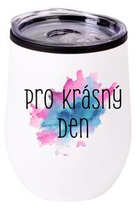 Termohrnek "bowl" - Akvarelový otisk Pro krásný den 2 - bílý
