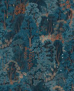 Modrá vliesová tapeta na zeď, příroda, stromy, listy, 121470, New Eden, Graham&Brown Premium