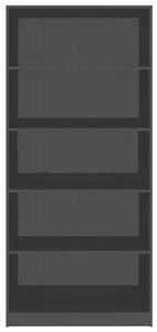 Knihovna Anabel - 5 polic - vysoký lesk černá | 80x24x175 cm