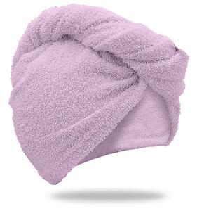 Rychleschnoucí froté turban na vlasy světle fialový, 100% bavlna