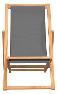 Skládací plážové křeslo masivní teak šedé