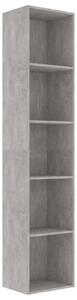 Knihovna Madison - 5 polic - betonově šedá | 40x30x189 cm