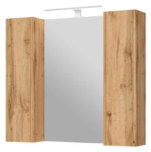 Kingsbath Bronx Wotan Oak 100 závěsná koupelnová skříňka se zrcadlem a LED osvětlením