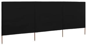 3dílná zástěna proti větru látková 400 x 160 cm černá
