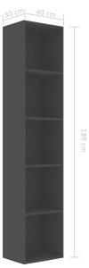 Knihovna Madison - 5 polic - černá | 40x30x189 cm