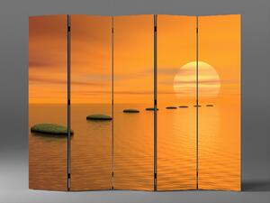 Liox Paraván kameny v moři a západ slunce Rozměr: 225 x 180 cm
