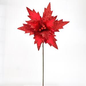 Vánoční třpytivá květina červená, 50 x 32 cm
