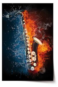 Sablio Plakát Ohnivý saxofon - 60x40 cm