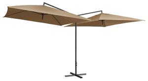 Dvojitý slunečník s ocelovou tyčí 250 x 250 cm taupe