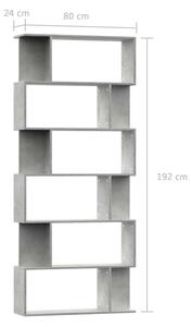 Knihovna/zástěna - betonově šedá | 80x24x192 cm