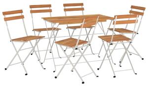 7dílný skládací bistro set masivní akáciové dřevo a ocel