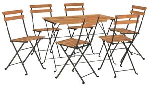 7dílný skládací bistro set masivní akáciové dřevo a ocel